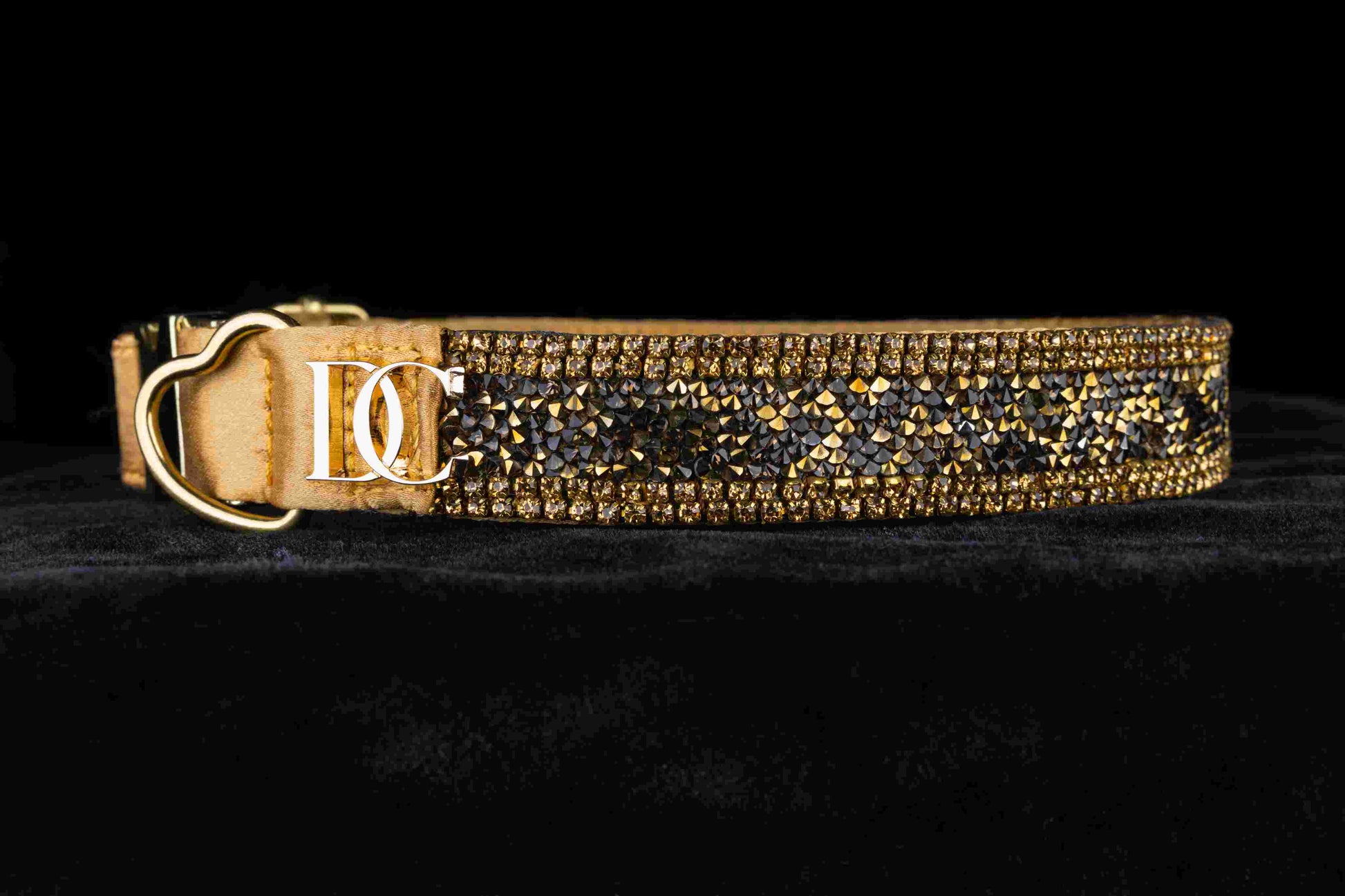 Hundehalsband „Golden Glow“ – gold mit Kristallen