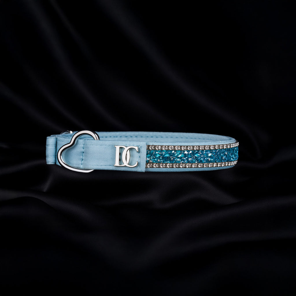 Hundehalsband „Royal Sky“ – königsblau mit Kristallen