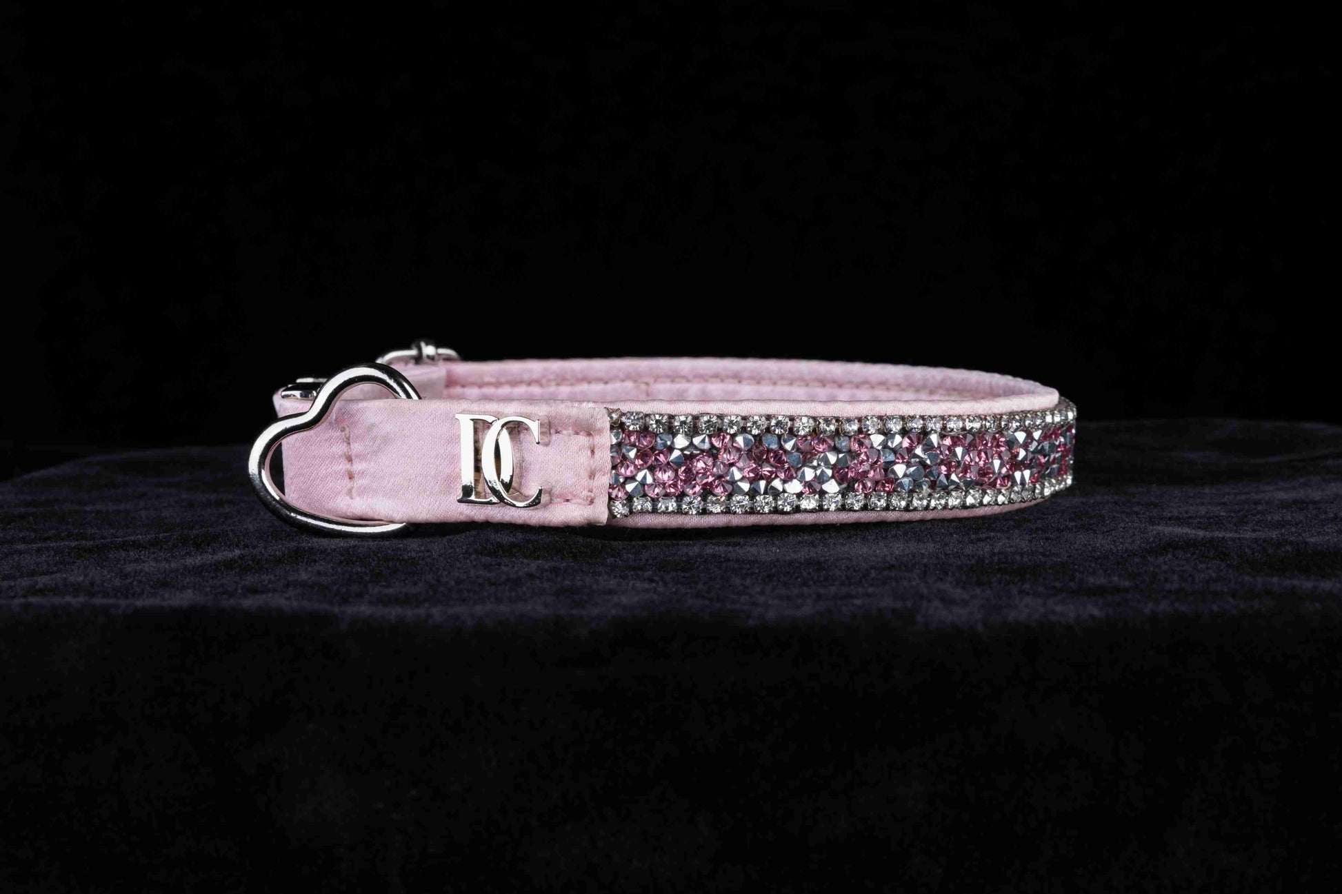 Katzenhalsband „Rosé Glamour“ – pink mit Kristallen
