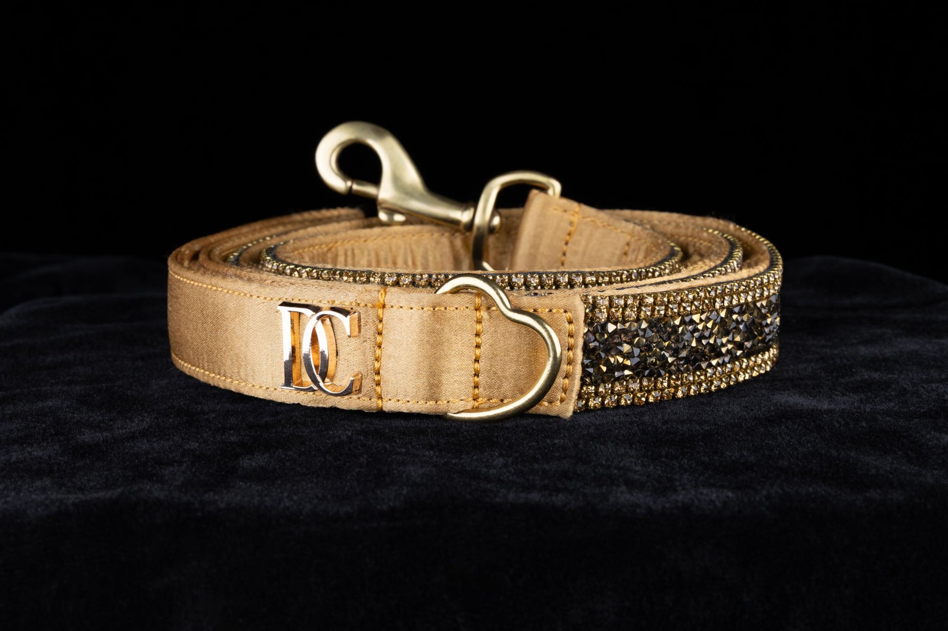 Luxus-Katzenleine „Golden Glow“ – gold mit Kristallverzierung