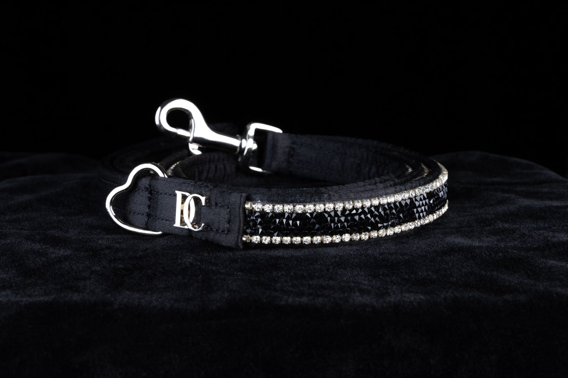 Luxus-Katzenleine „Black Elegance“ – schwarz mit Kristallen