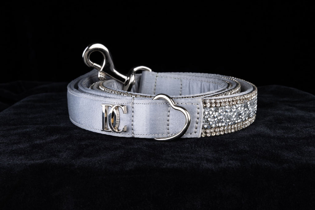 Luxus-Katzenleine „Crystal Moonlight“ – silber mit Kristallverzierung