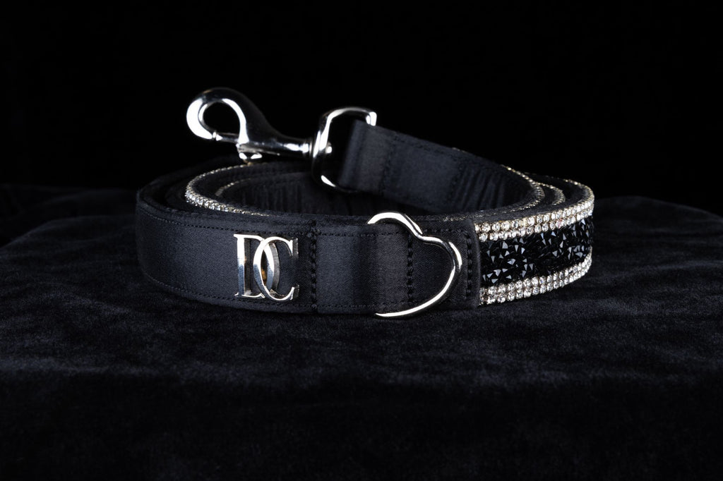 Luxus-Hundeleine „Black Elegance“ – schwarz mit Kristallen