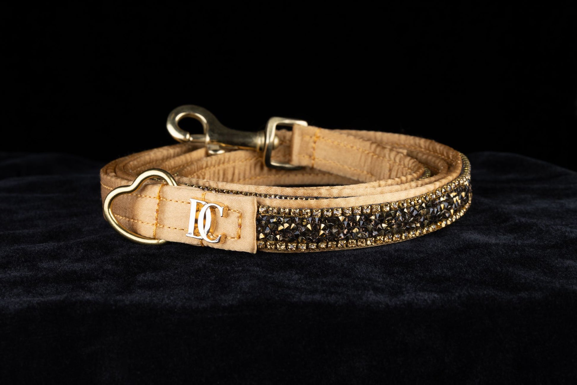 Luxus-Katzenleine „Golden Glow“ – gold mit Kristallverzierung