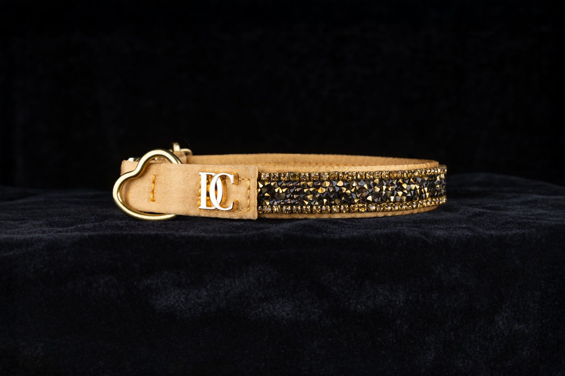 Katzenhalsband „Golden Glow“ – gold mit Kristallen
