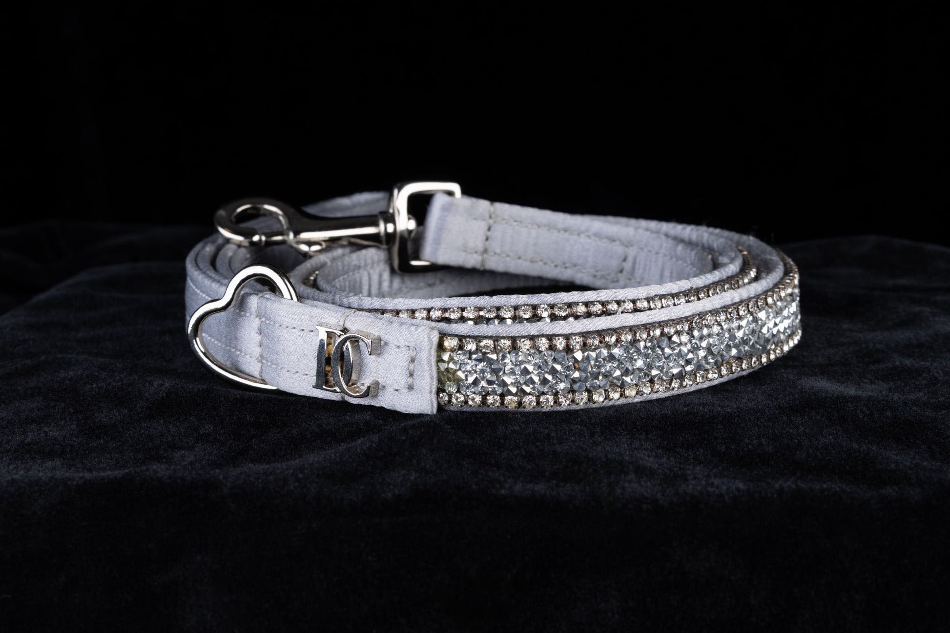 Luxus-Katzenleine „Crystal Moonlight“ – silber mit Kristallverzierung