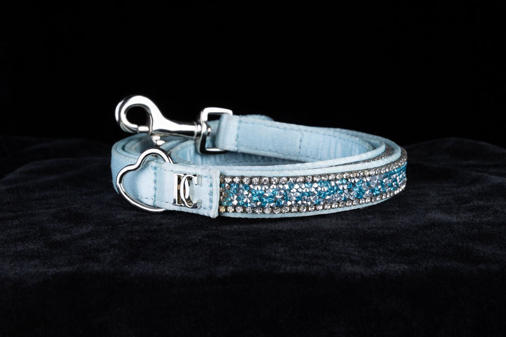 Luxus-Katzenleine „Royal Sky“ – blau mit Kristallakzenten