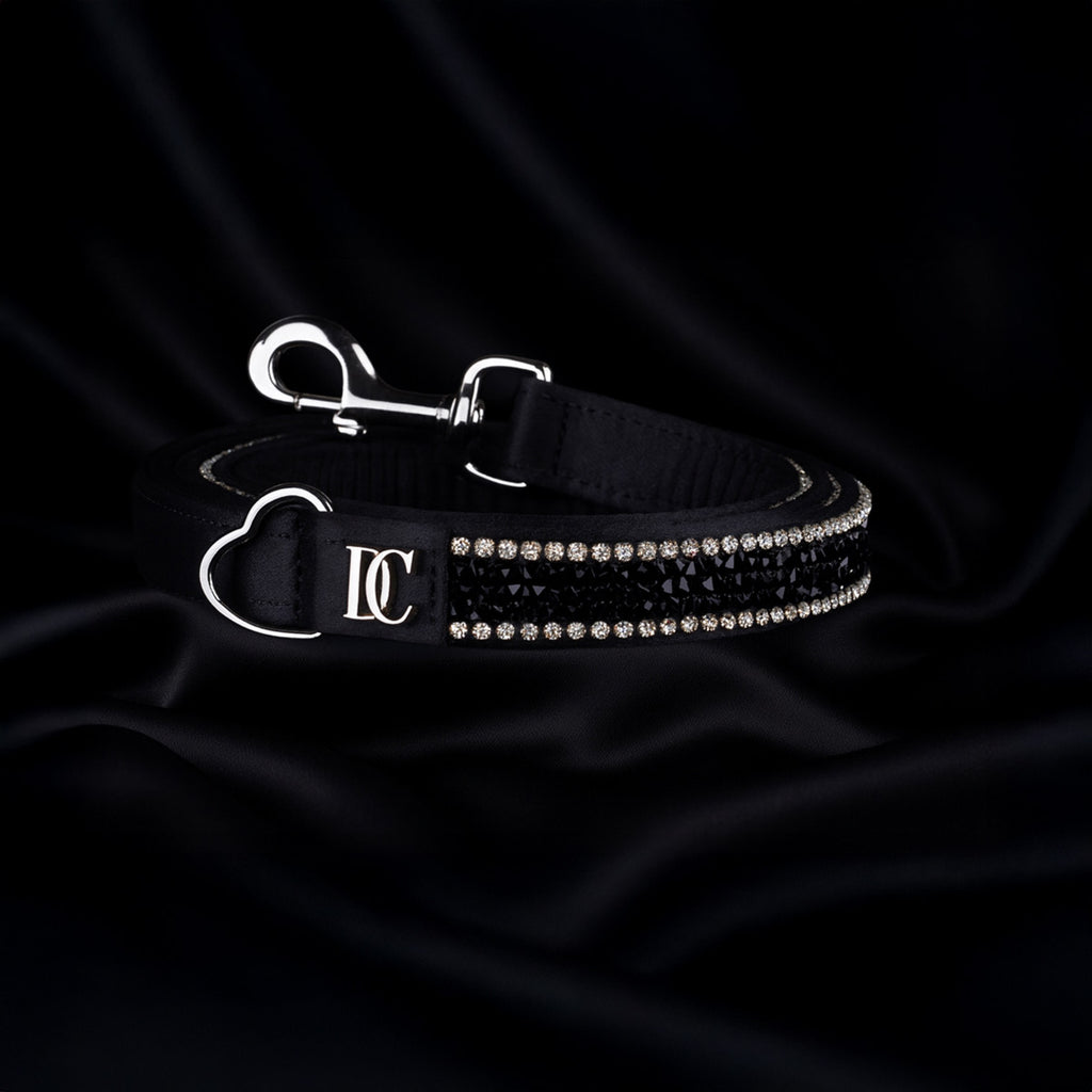 Luxus-Hundeleine „Black Elegance“ – schwarz mit Kristallen