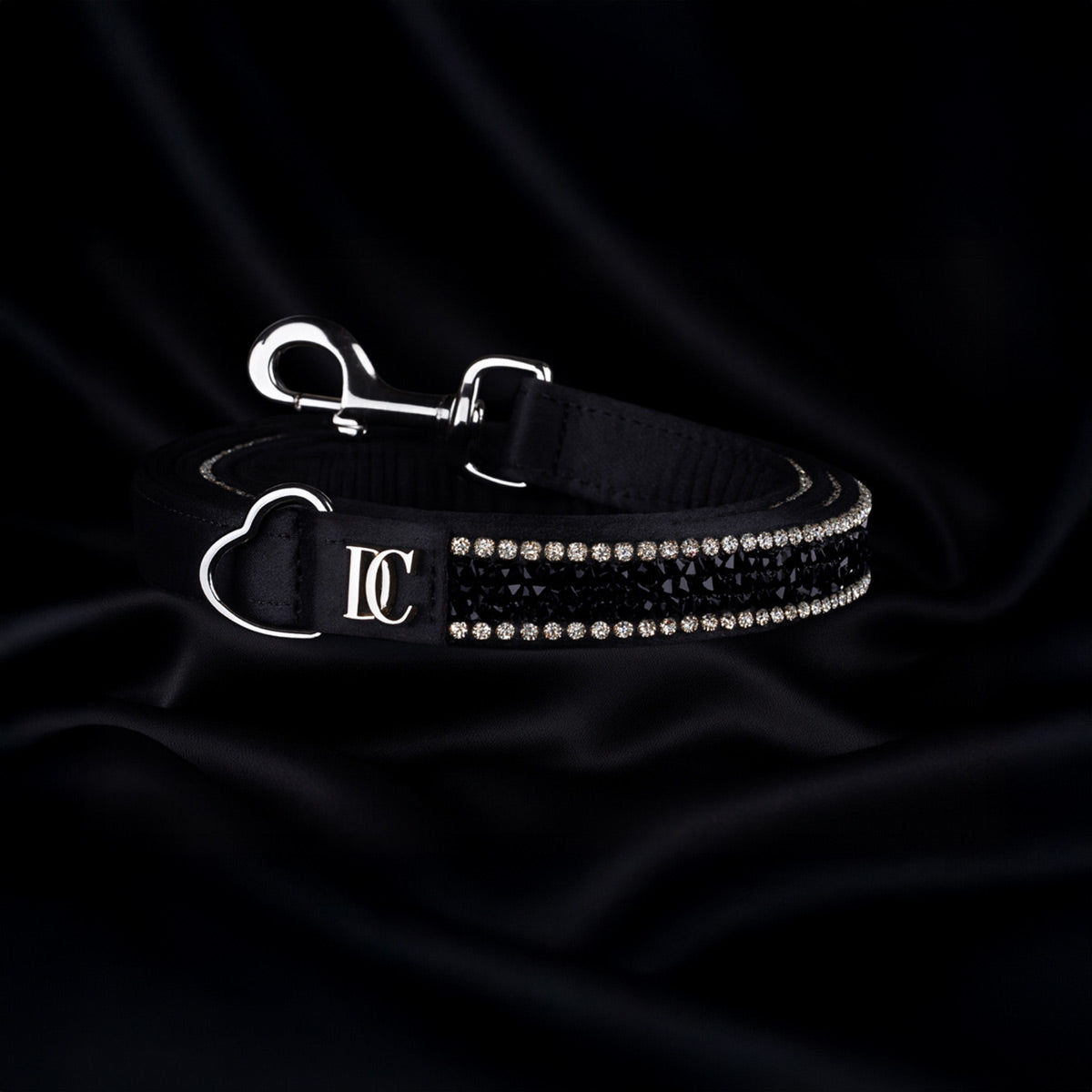 Luxus-Hundeleine „Black Elegance“ – schwarz mit Kristallen